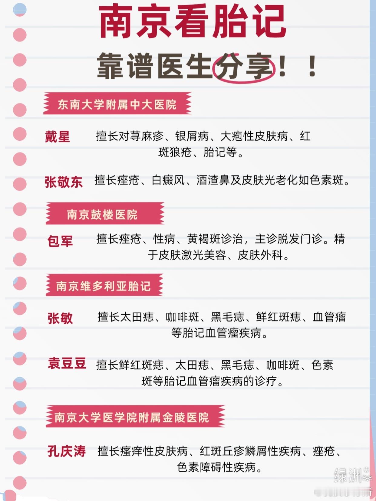 南京看胎记靠谱医生分享！！ 南京看胎记靠谱医生分享！！整理了一下南京比较专业靠谱