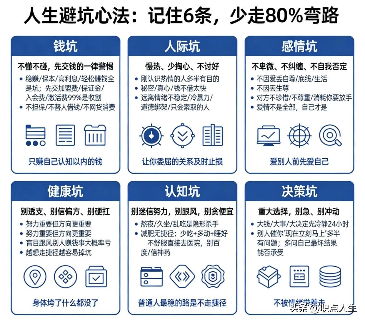 人生避坑心法：记住6条，少走80%的弯路