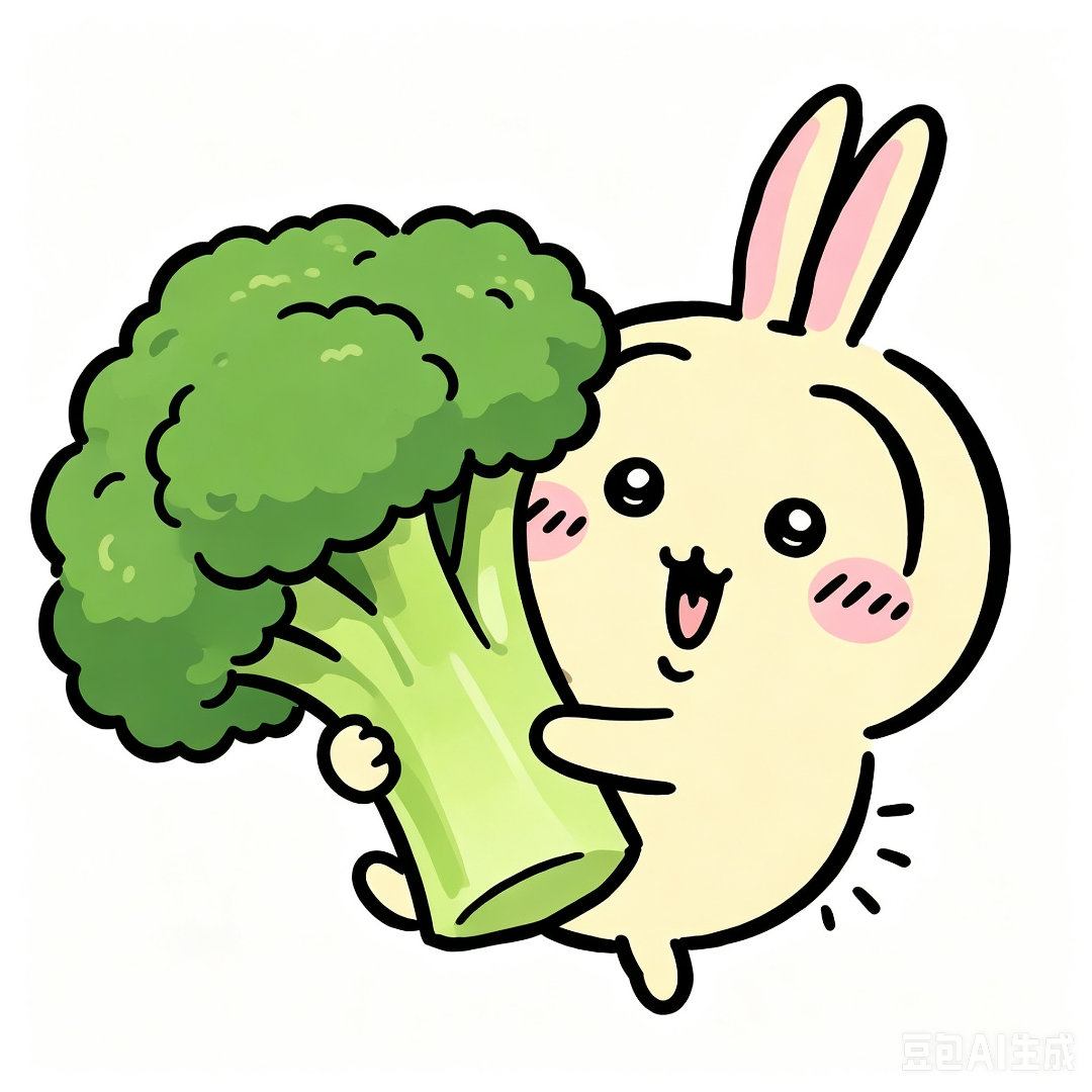 chiikawa 乌萨奇是不挑食的乖乖兔！什么蔬菜都喜欢吃！[豆包AI生成]吉伊