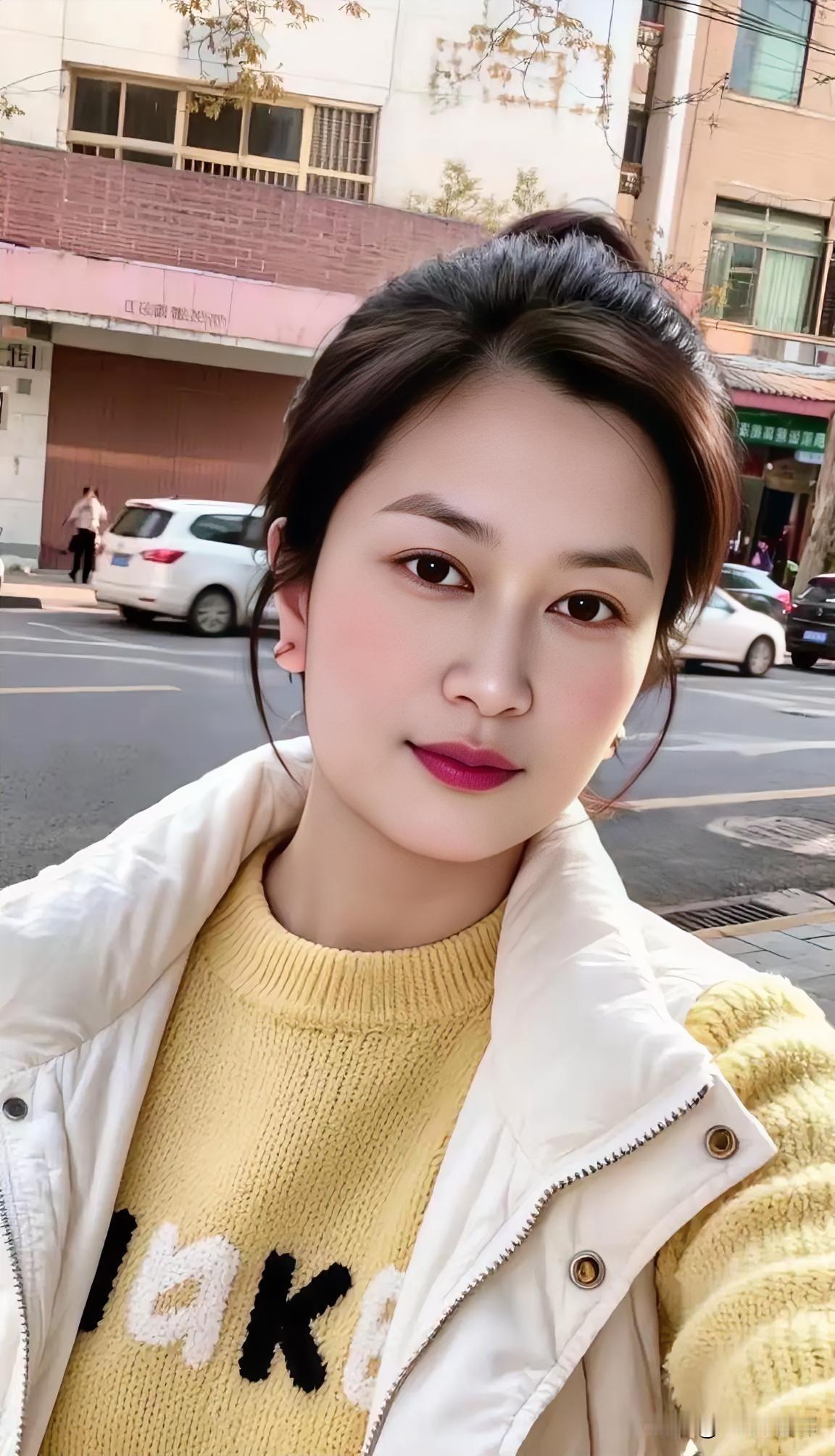 黄衣暖，白褂俏，街景衬，笑意柔。