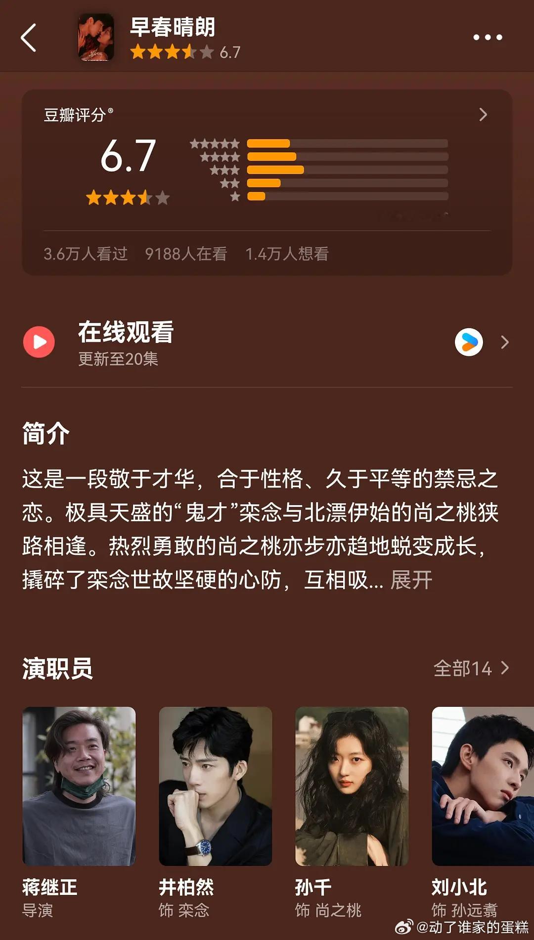 早春晴朗 早春晴朗告诉我们：豆瓣日活是抖音的14倍。豆瓣40360人打分，抖音打