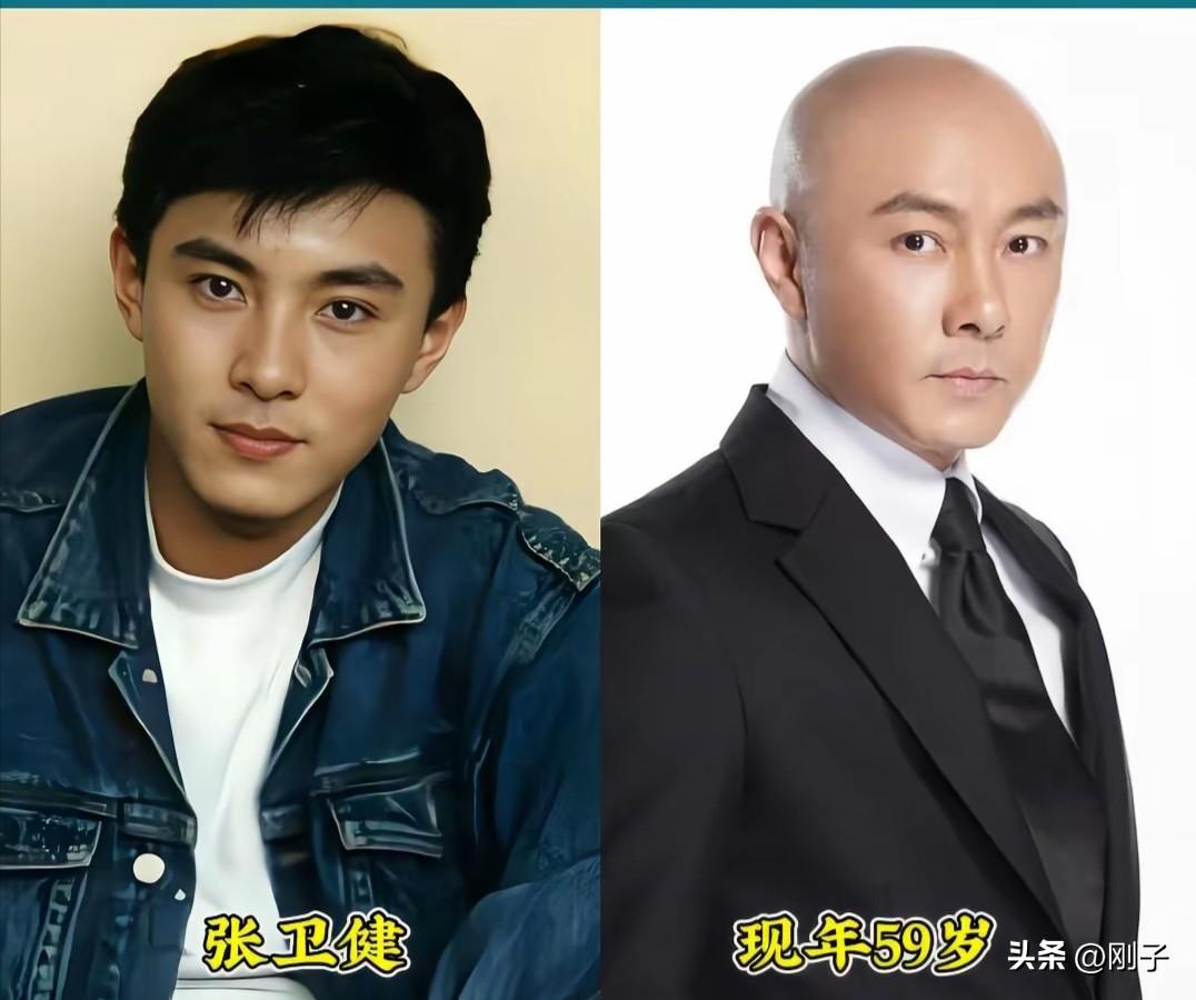 盘点荧幕上经典光头明星的今昔对比，反差感直接拉满。
年轻时他们个个黑发亮眼：张卫