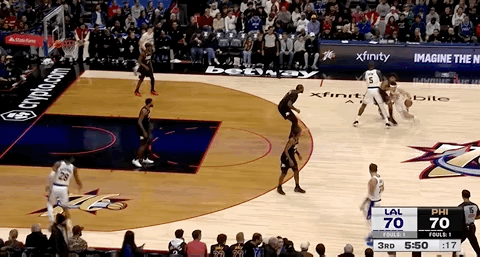 里夫斯三分！湖人反超3分！湖人vs76人