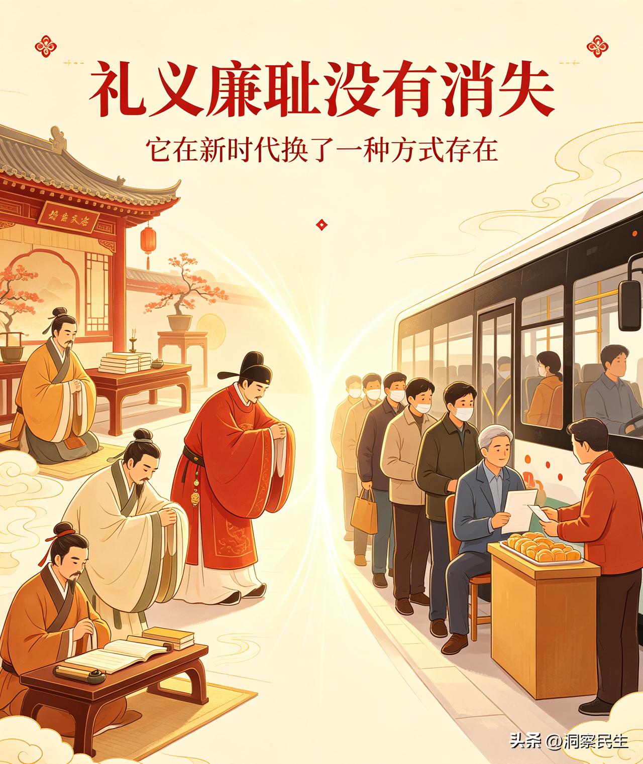 时代快速发展，生活方式不断更新，部分传统习俗悄然淡化。于是不少人感慨，礼义廉耻渐