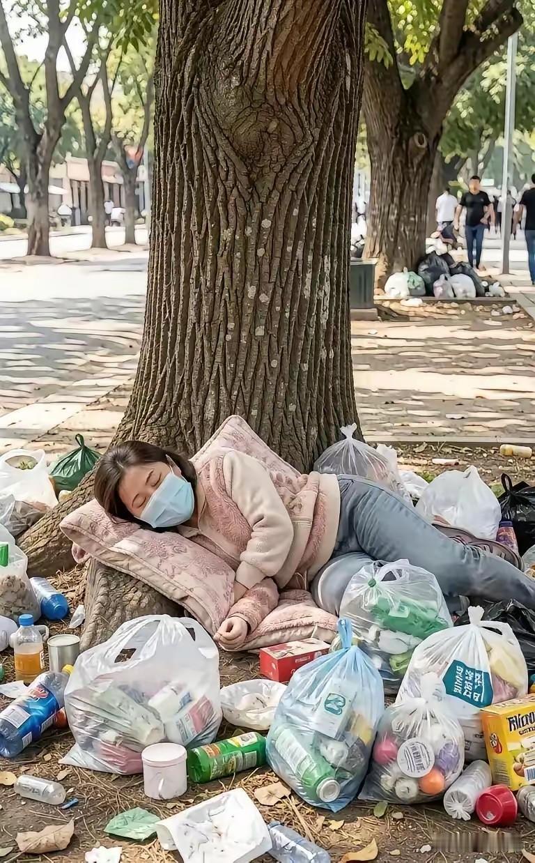 这个眉目清秀的流浪女，她经历了什么？如何一步步走向躺平？居无定所，靠捡破烂为生！
