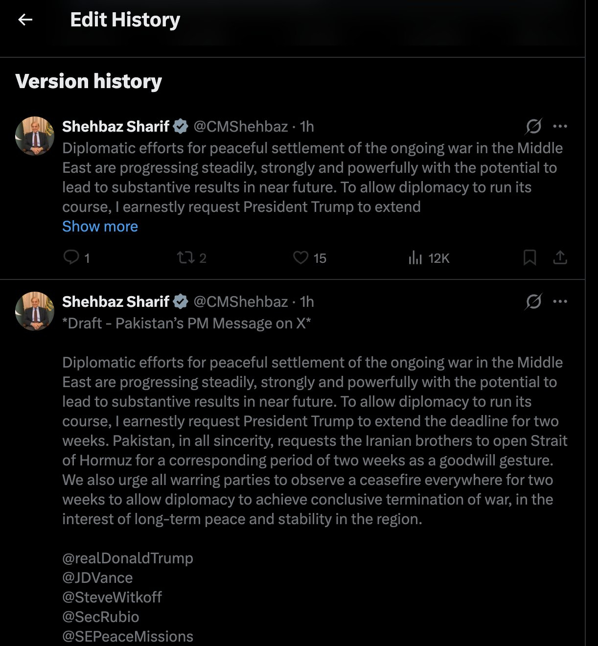 应巴基斯坦总理的请求，川皇没有毁灭波斯文明，反而同意停火两周。。。问题是，巴基斯