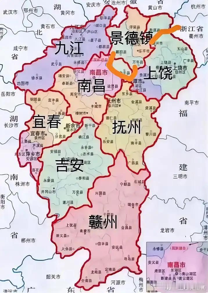 江西省各地市全国知名度排序
第一名南昌，省会+八一起义；
第二名景德镇，世界瓷都