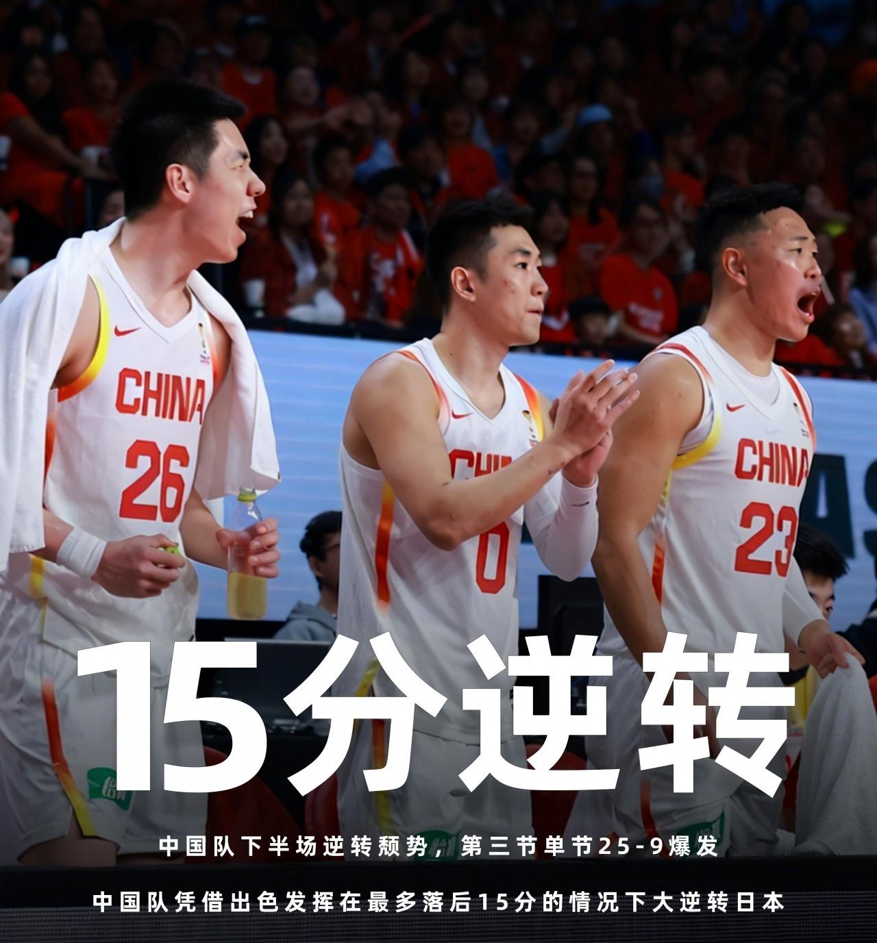 有血性的中国队！在客场半场落后14分的绝境下，中国男篮以87-80惊天逆转日本队