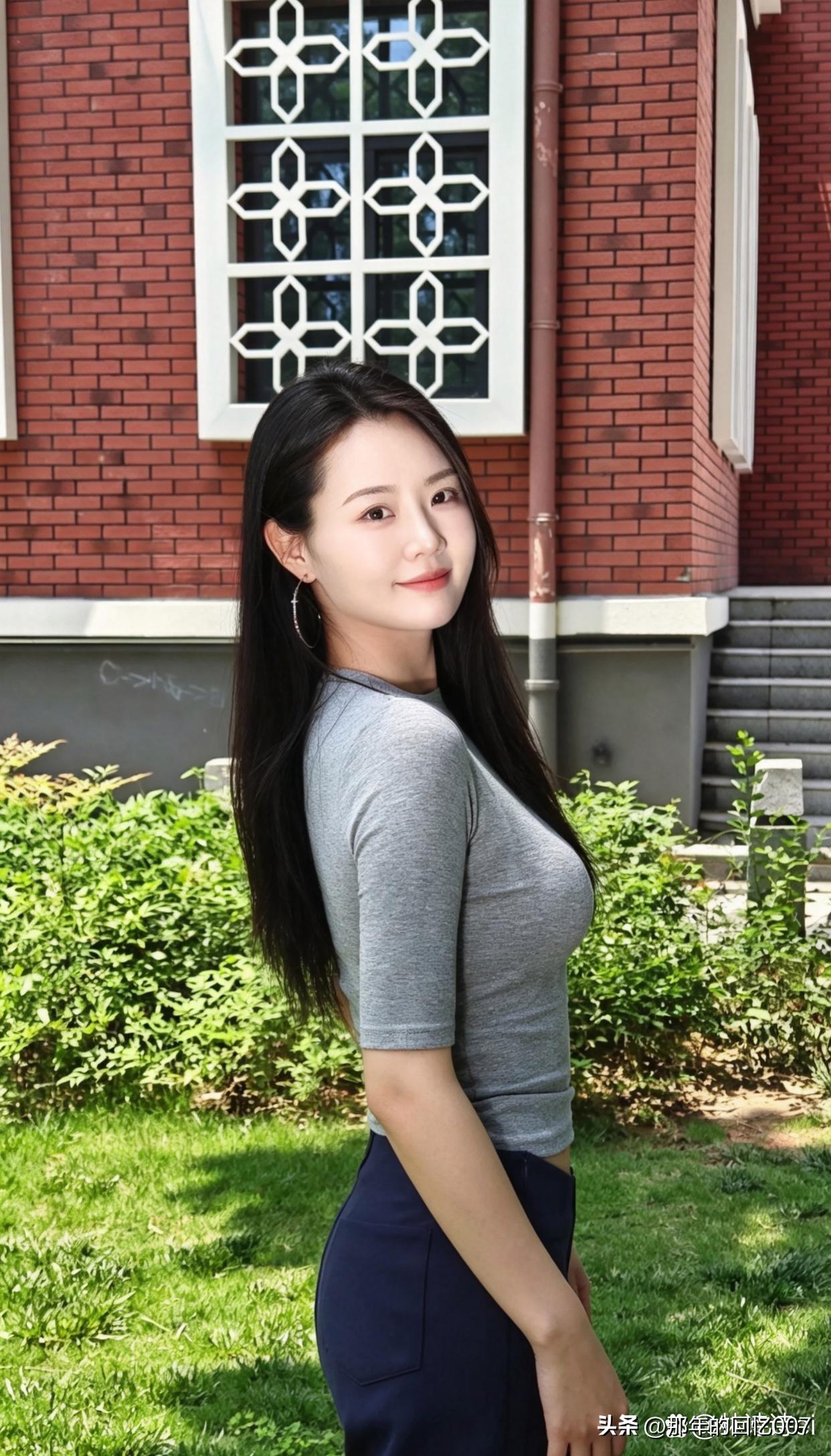 阳光下的少女，青春洋溢的笑容