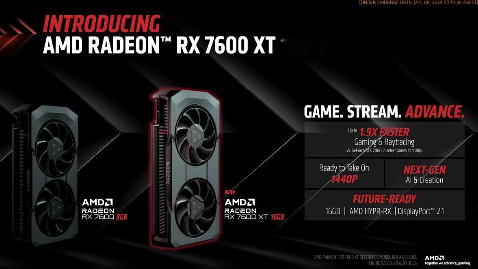 【AMD推出Radeon RX 7600 XT显卡】日前，AMD推出了针对108