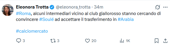 Trotta：一些接近罗马方面的中间人正在尝试说服苏莱接受前往沙特