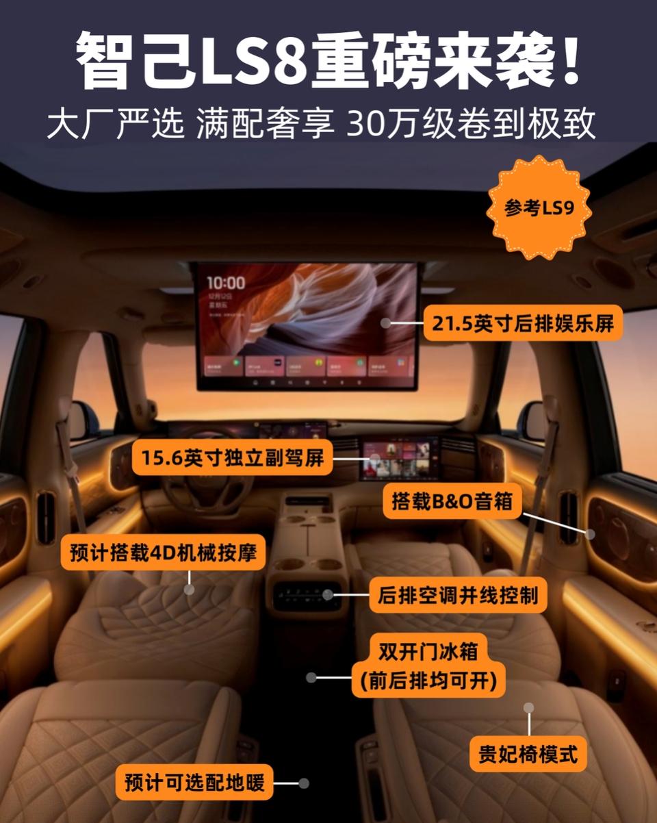 LS8内饰猜想：30万内旗舰豪华拉满！LS8这套内饰，有意思的点其实很直接：
?