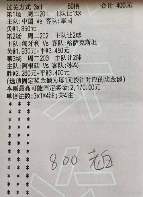 老白实单：阿根廷vs冰岛中国vs泰国
