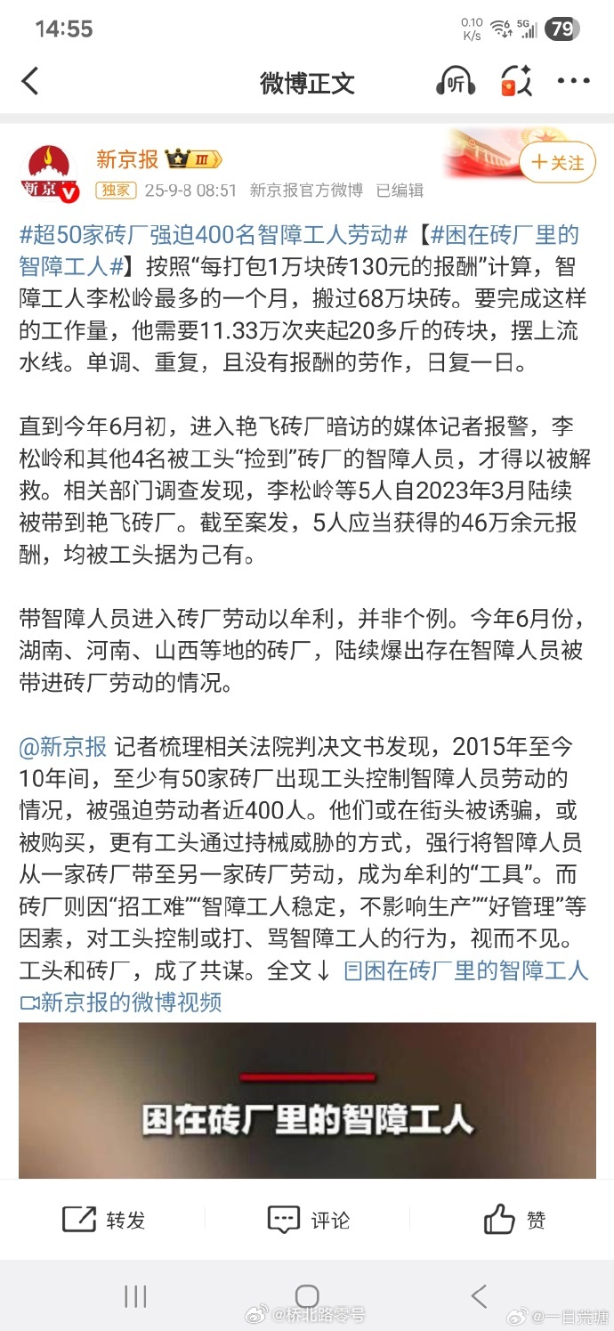 超50家砖厂强迫400名智障工人劳动【困在砖厂里的智障工人】这是犯罪，必须从严处