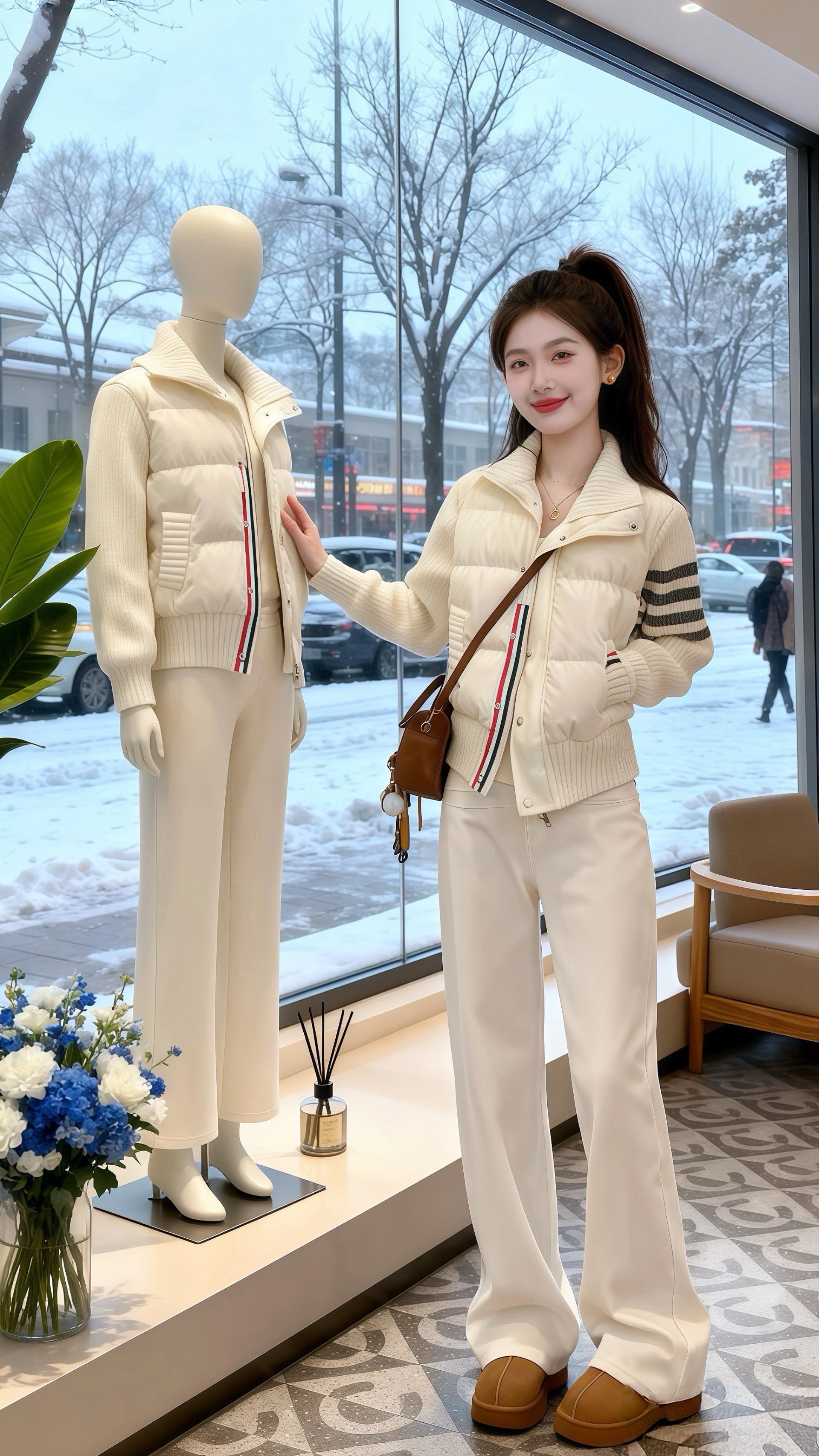 冬日的雪，簌簌落在欧式建筑的尖顶。许妍抱着泰迪犬“糯米”，站在落地窗前...