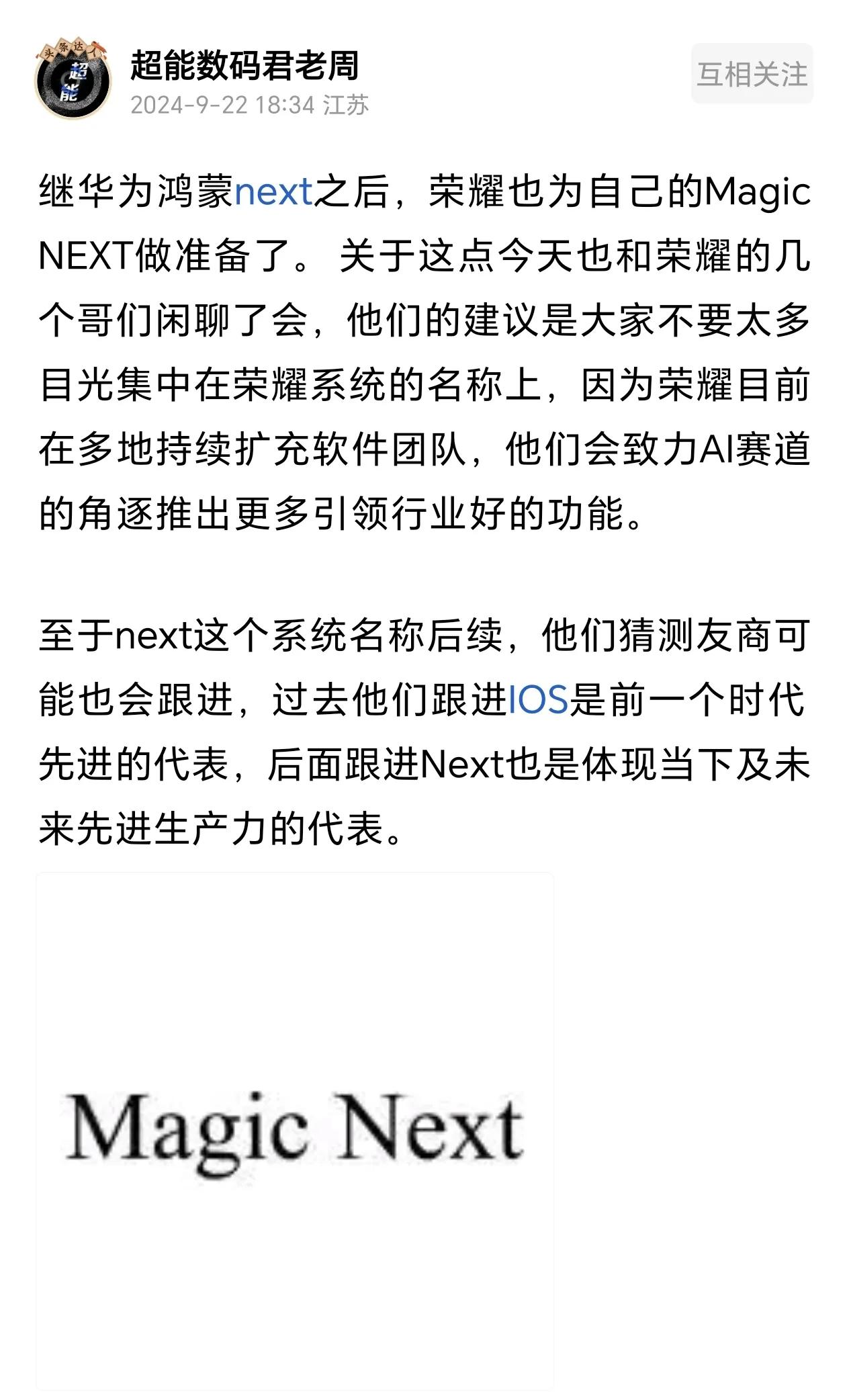 荣耀magic next？共同发展！[狗头]

别说，荣耀的YOYO建议、任意门