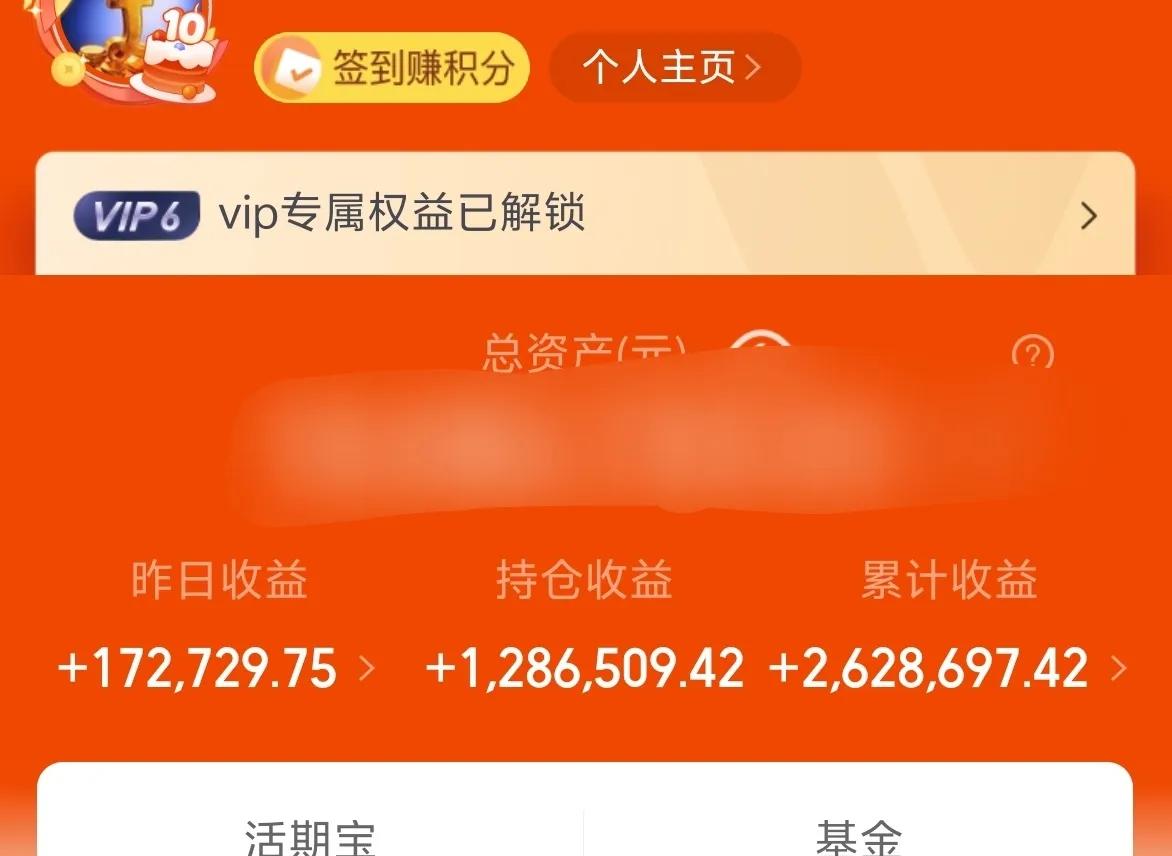 万日长投第2875天，昨天基金收益17.2W。
收益基本覆盖了前天的下跌，反正就