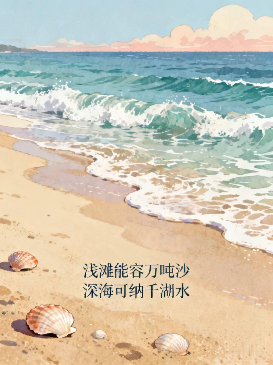 下联：浅滩能容万吨沙。