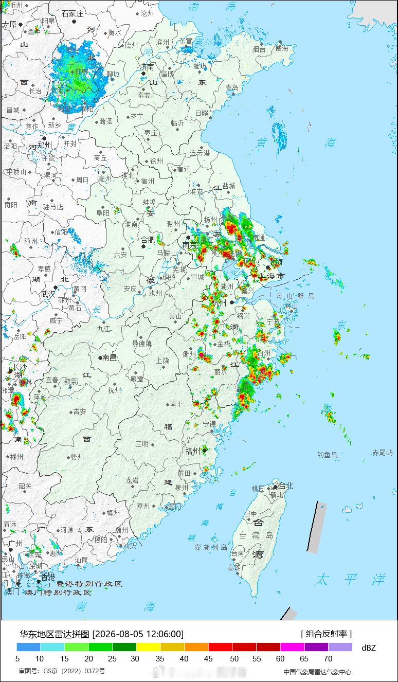 今天副高开始北抬，偏东气流发力了华东地区地区的强对流天气开始发展增多，浙江 上海