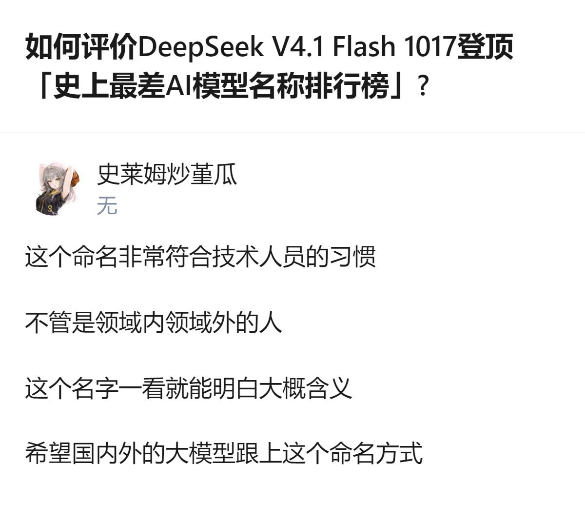 这个AI模型的命名贴合技术人员的习惯，领域内外的人都能从名字大致理解含义，还希望