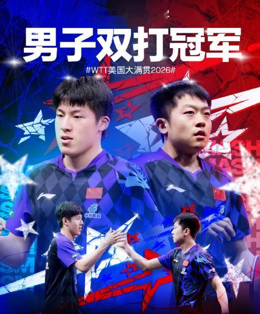 温瑞博/袁励岑逆转林诗栋/黄友政，强势夺得男双冠军！
2026WTT美国大满贯，