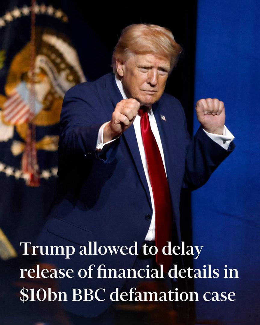 特朗普獲准延後提交 100 億美元誹謗案財務資料美國總統特朗普（Donald T