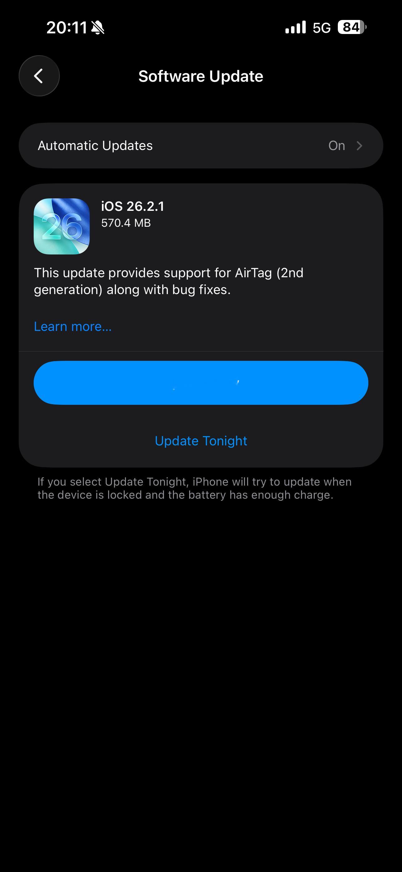 iOS26.2.1正式版来了这么简明扼要的说明，那我这个没有AirTag的，是不