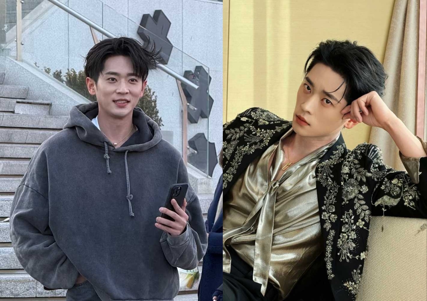 丞磊昨天男明星今天男大 丞磊昨天是男明星今天是男大来着，线下私服灰色卫衣搭配同色