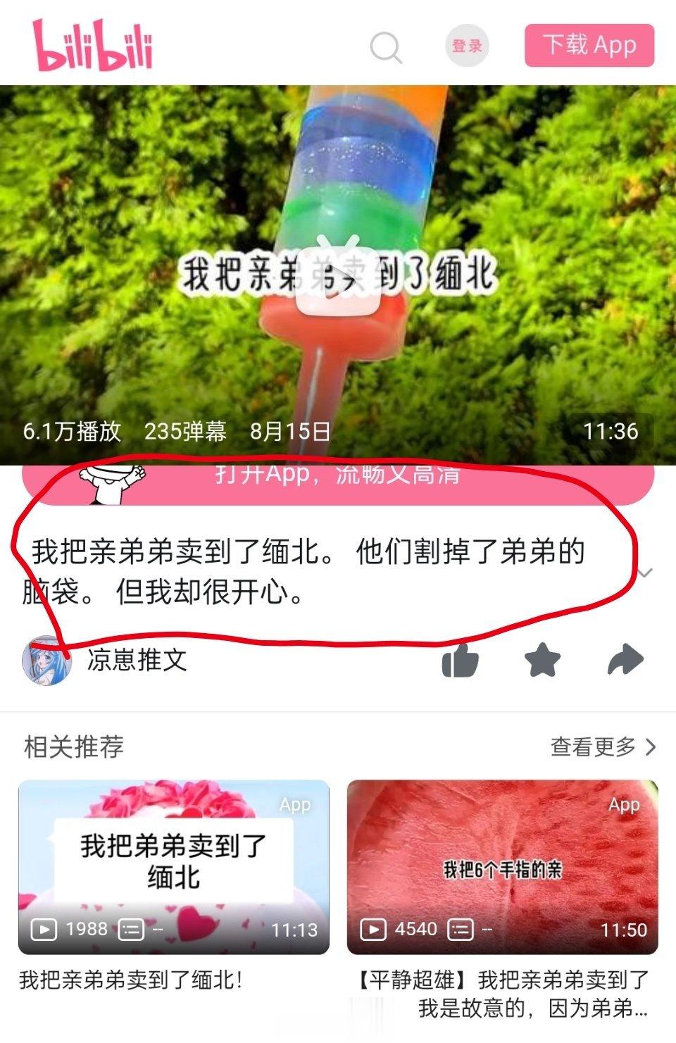 “我把亲弟弟卖到了缅北。 他们割掉了弟弟的脑袋。 但我却很开心 哔哩哔哩”B站为
