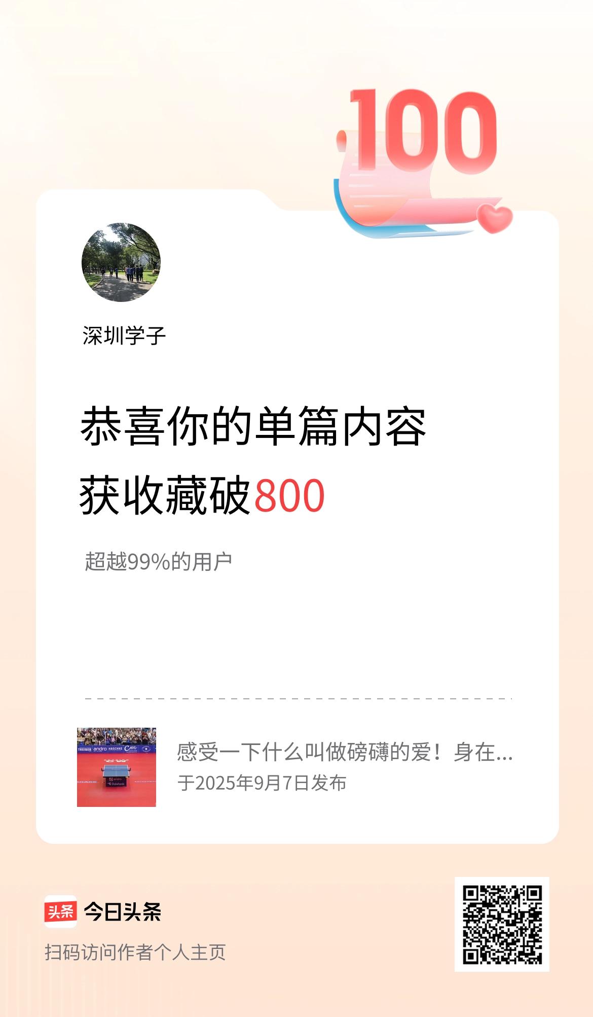单篇内容获收藏量破800啦！