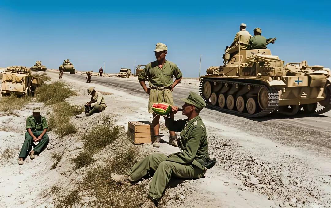 当年，隆美尔率领的非洲军团待遇相当优渥，在干热的行军途中能喝上啤酒、吃上水果，着