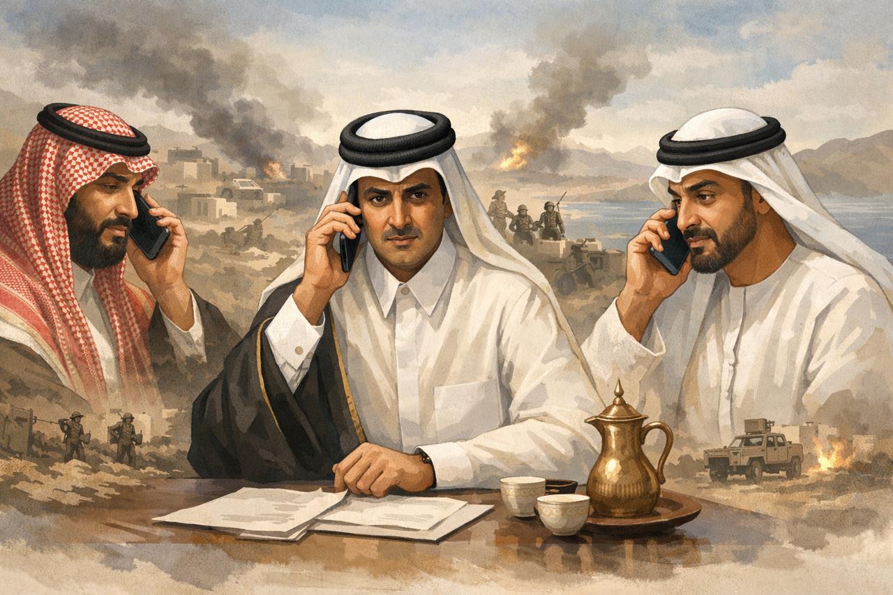 卡塔尔埃米尔塔米姆·本·哈马德·阿勒萨尼在2026年1月1日与沙特王储穆罕默德·