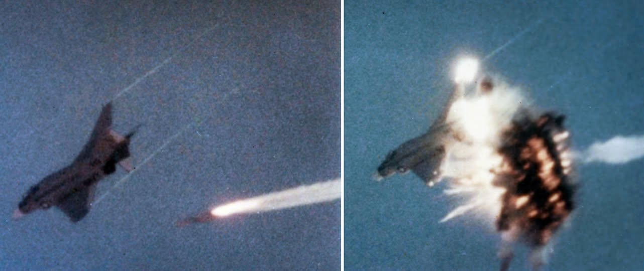 1983年。AIM-54凤凰导弹击毁一架QF-4无人机 ​​​