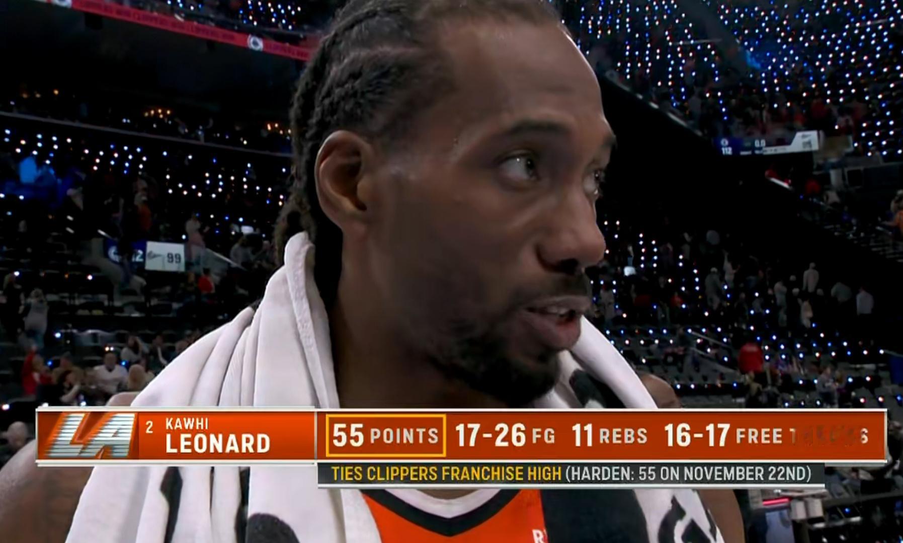 我还真没想过，伦纳德的生涯最高分会发生在这样一个时间点。 