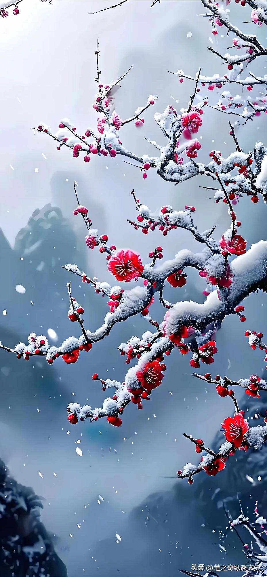 上联：疏影横斜水清浅
下联：梅姿绰约雪中开