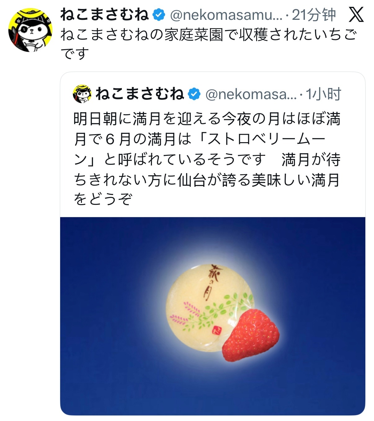 “明天早晨将迎来满月，因此今晚的月亮已经几乎是满月了。据说，六月的满月被称为‘草