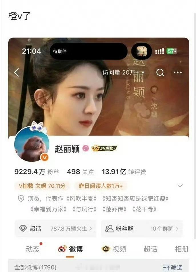 赵丽颖微博掉橙v也说明不了什么啊视后确实不需要流量，实力说明一切