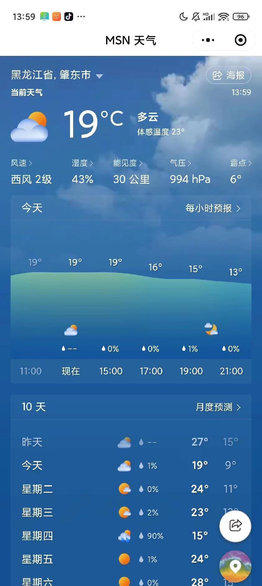 热到离谱，都说印度很热，海南北部也很热，我本土的都受不了。看东北的天气，此时不冷