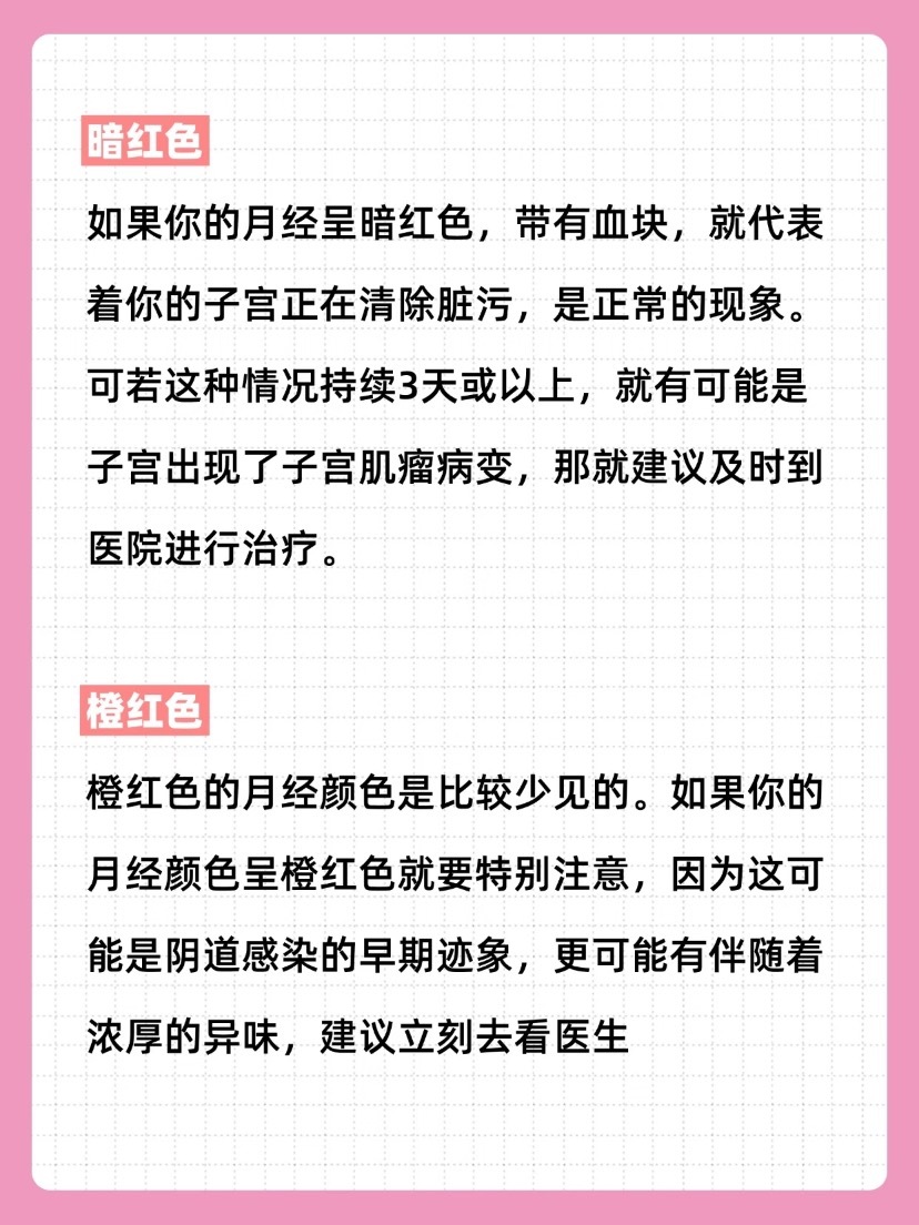 不同颜色的月经都代表什么月经这5种颜色暗示身体状态