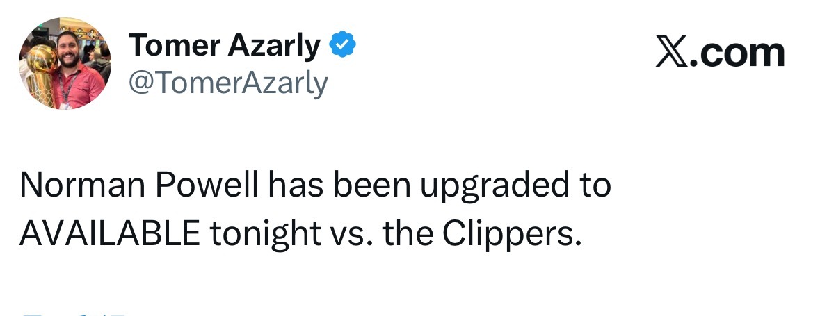 鲍威尔出战与快船的比赛 ​​​