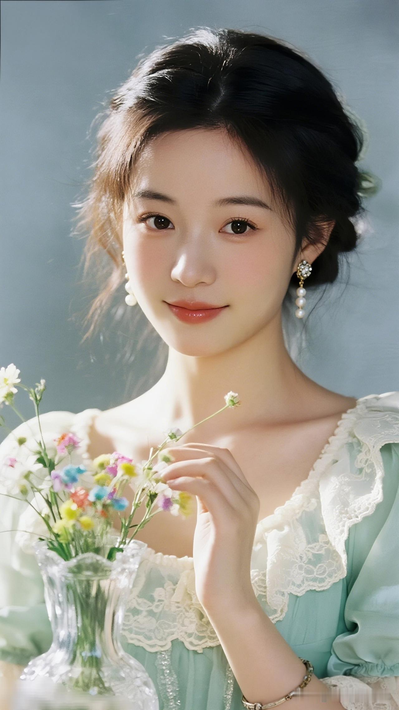 温柔少女与花束的浪漫邂逅🌸✨