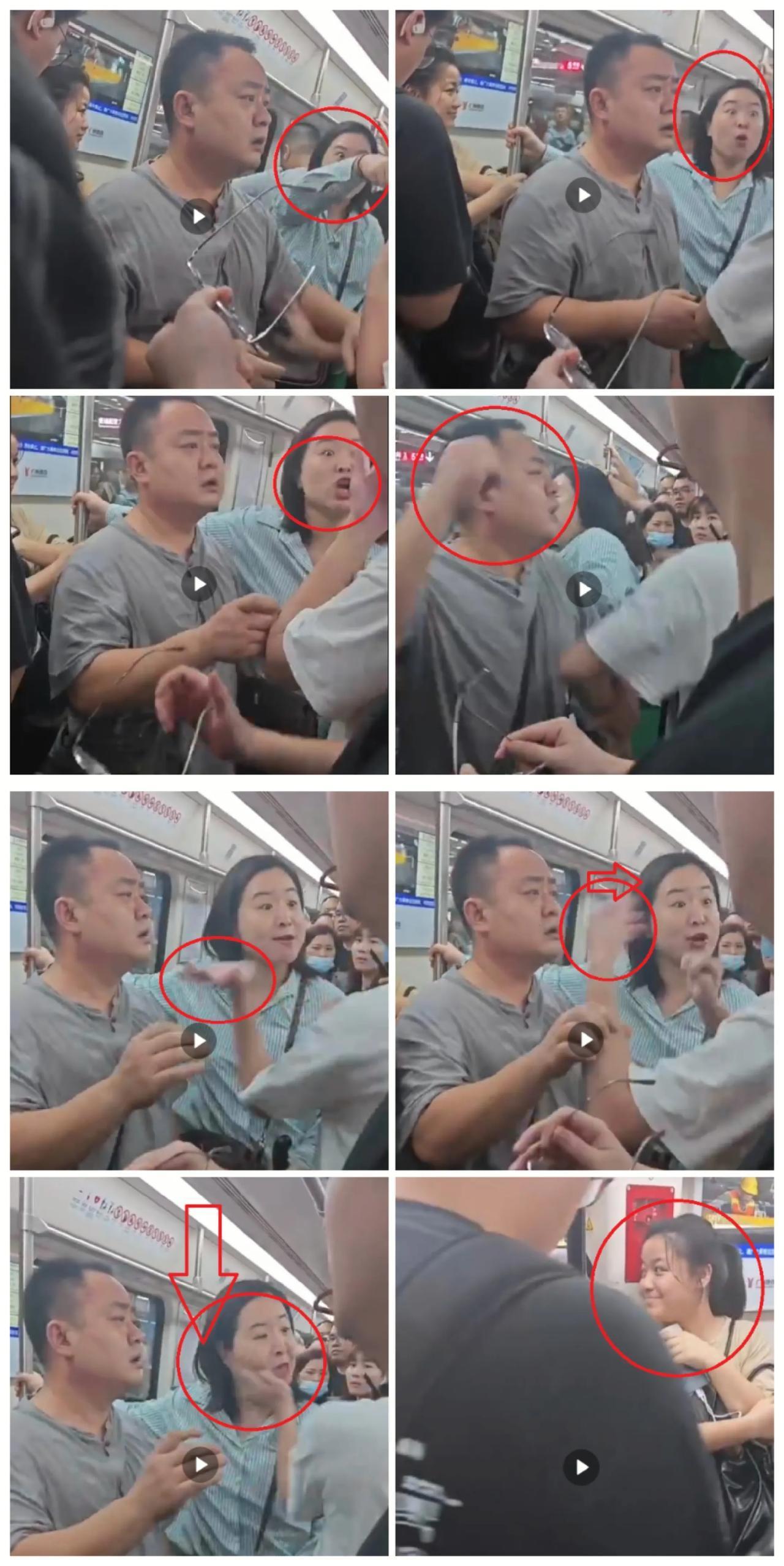 惊呆了！广州地铁三号线，争吵中男子突然打了大姐一巴掌！看热闹的乘客开心坏了


