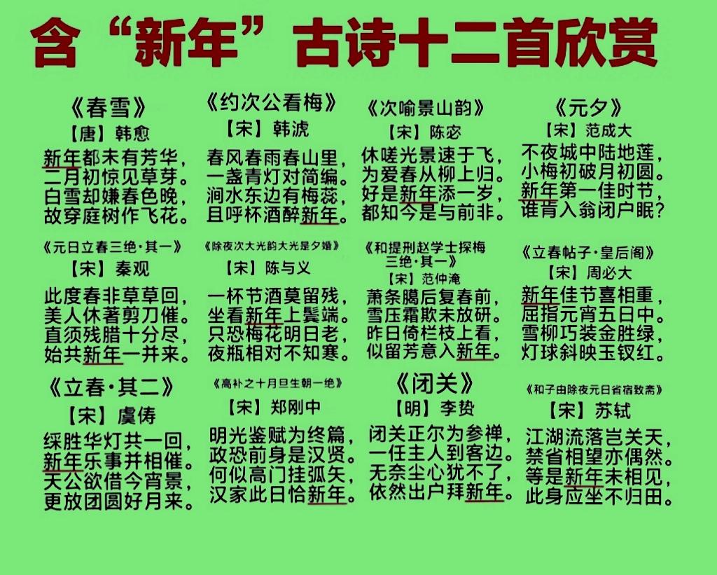 含“新年”的古诗