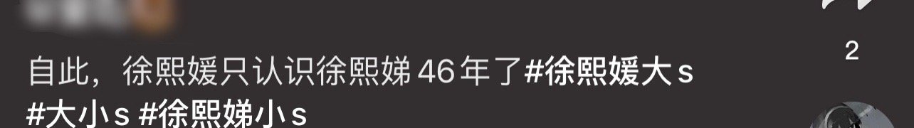 自此小s只认识大s46年了  自此徐熙娣只认识徐熙媛46年了  自此小s只认识大