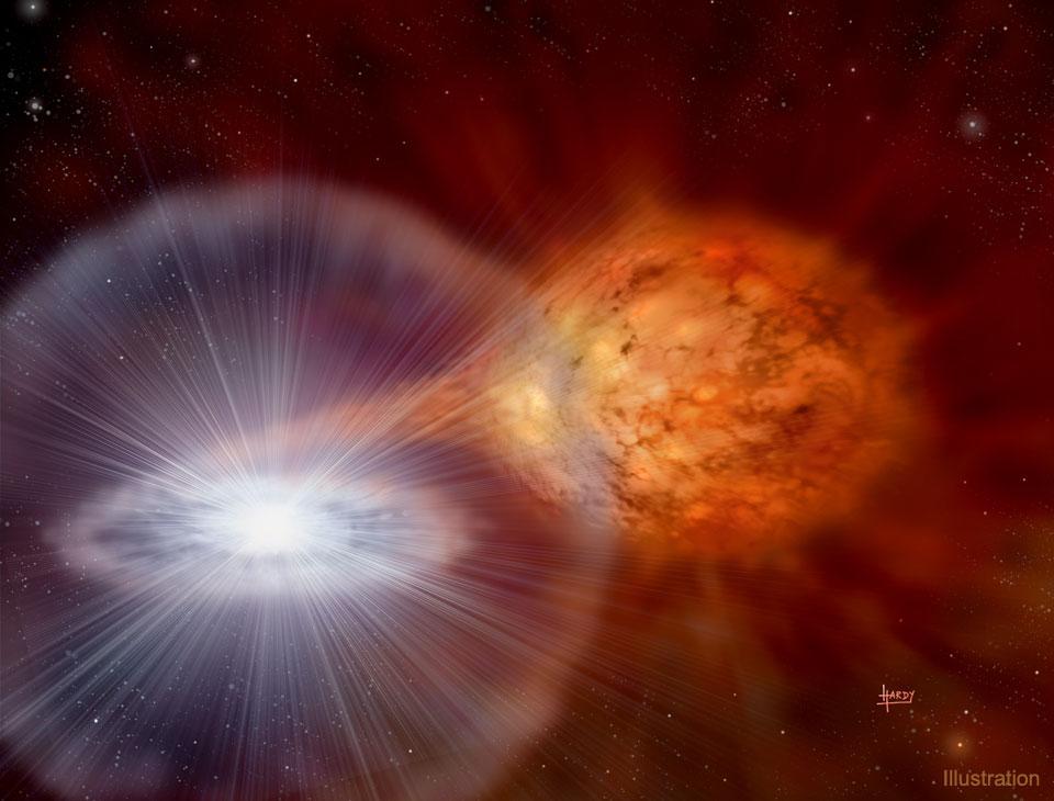 一颗新星爆发「豺狼座V462 Lup」。肉眼可见！ 新星爆发是一种发生...