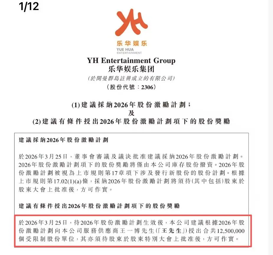 乐华建议向王一博授出股份奖励，通过提供股权激励，寻求维持与王一博先生的长期合作，