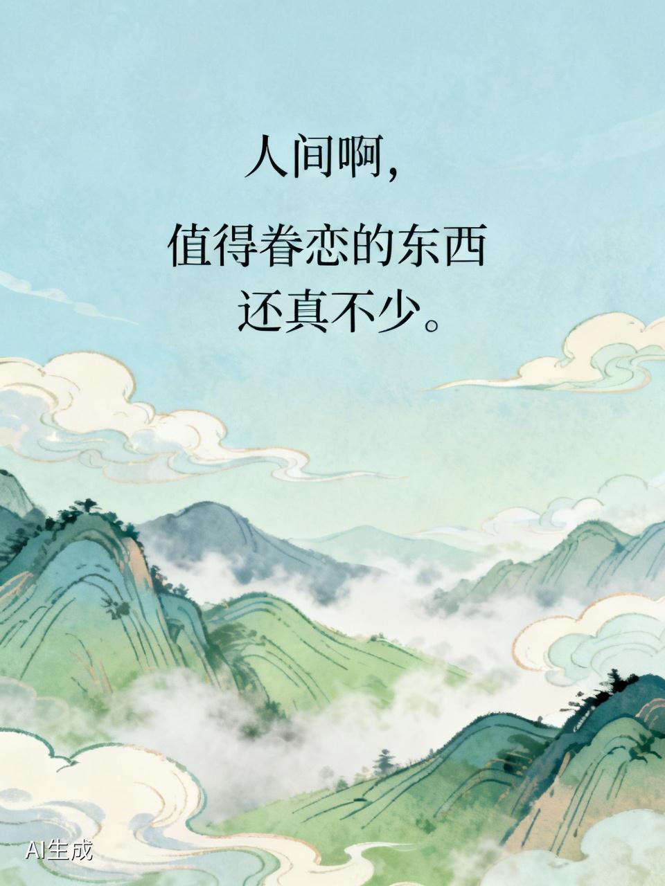人间啊，值得眷恋的东西还真不少。

也许有人被生活压得太累，每天感觉疲惫不堪，心