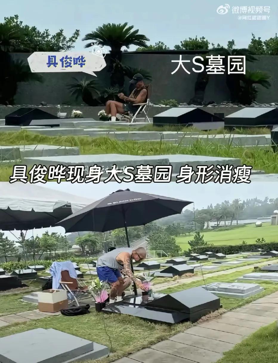 网友多次拍到具俊晔在墓地陪伴大S。他独自一人，带着一把椅子，有时陷入沉思，有时观