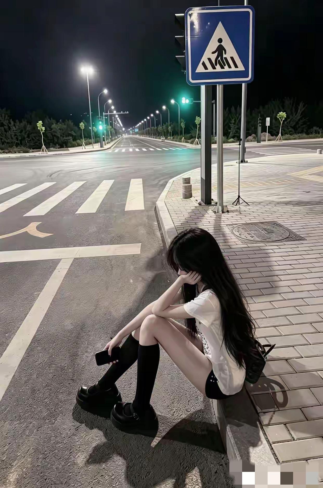 这是失恋了吗？晚上坐这儿多不安全……