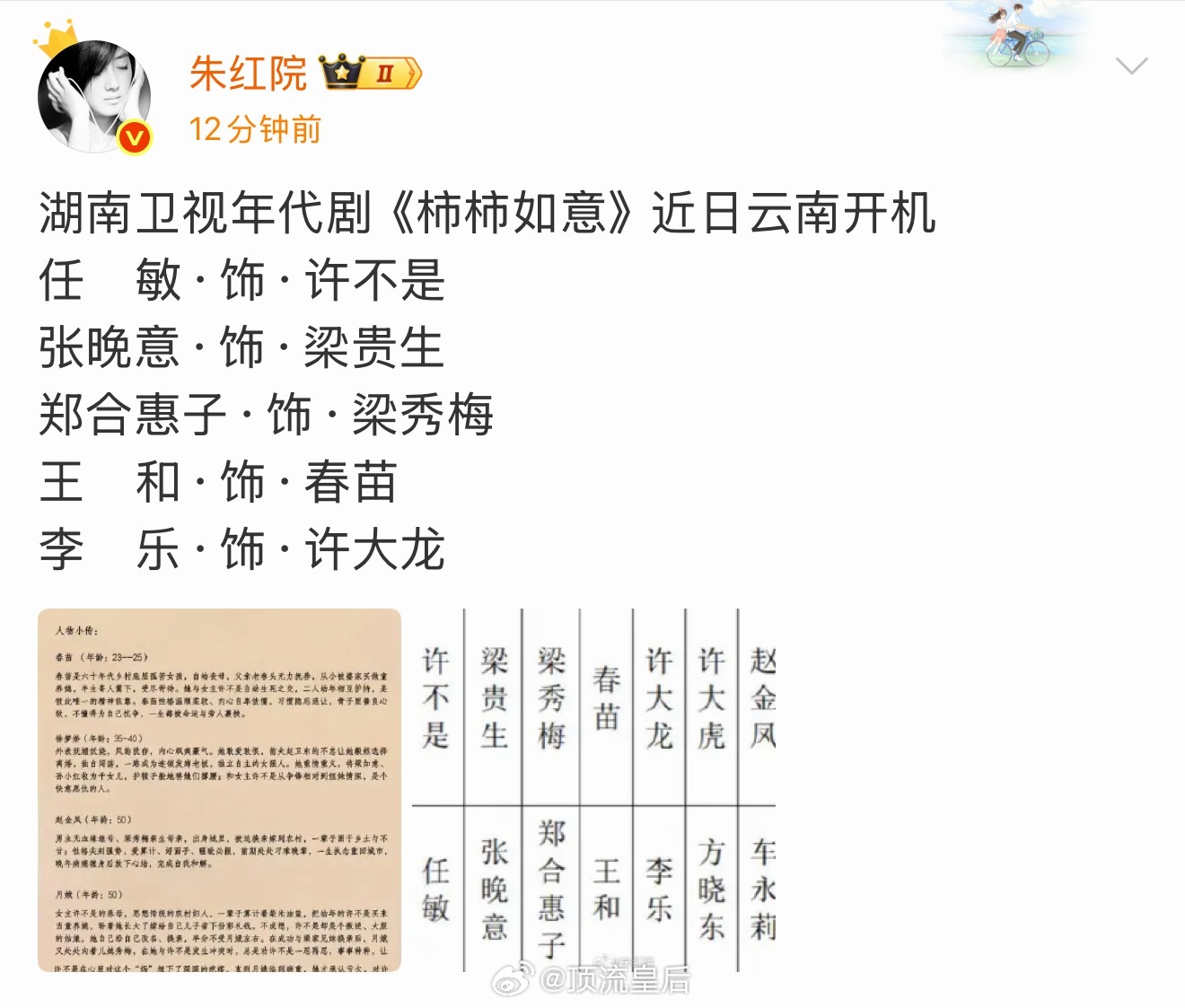 张晚意、任敏、郑合惠子主演的柿柿如意即将在云南开机，番位新规确实对姓氏笔画少的艺